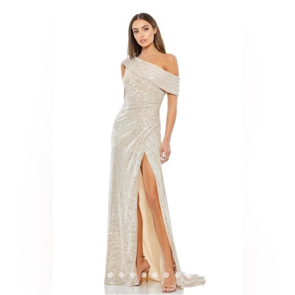 Ieena for MAC DUGGAL sequined drop shoulder gown